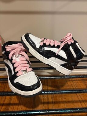 Puma High-Top Sneakers in Black, White & Pink